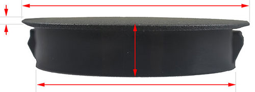 side view of a 41.3 mm plastic cap plug