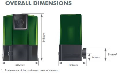 dimensions of the D5 gate motor
