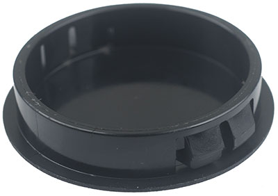 Black plastic plug caps