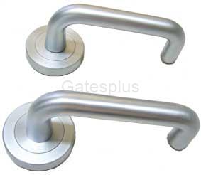 Gate Handle in the shape of a D satin chrome finish