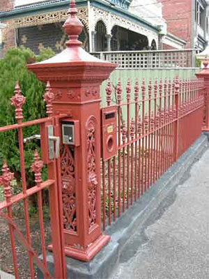 wrought iron Gate with lion post attatched