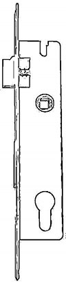 drawing of a mortice lock with 25mm set back